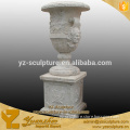 beautiful white carved stone planter sculpture for home decoration